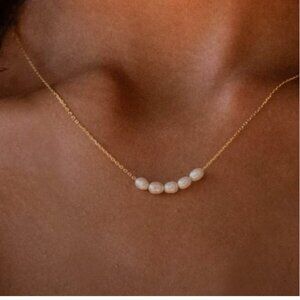 RAMLA Pearl Cluster Goldtone 18K Necklace Freshwater Pearls